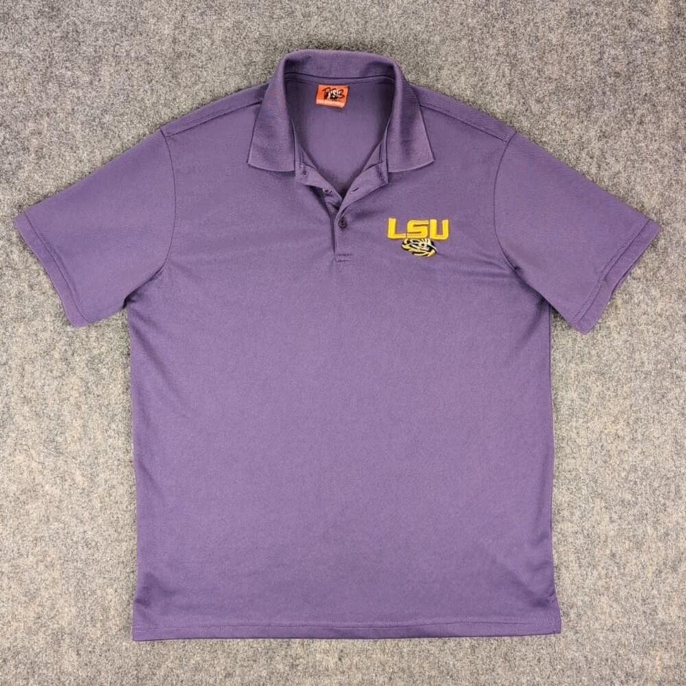 LSU Tigers Polo Shirt Mens Large Purple NCAA Football PSB Embroidered Logo